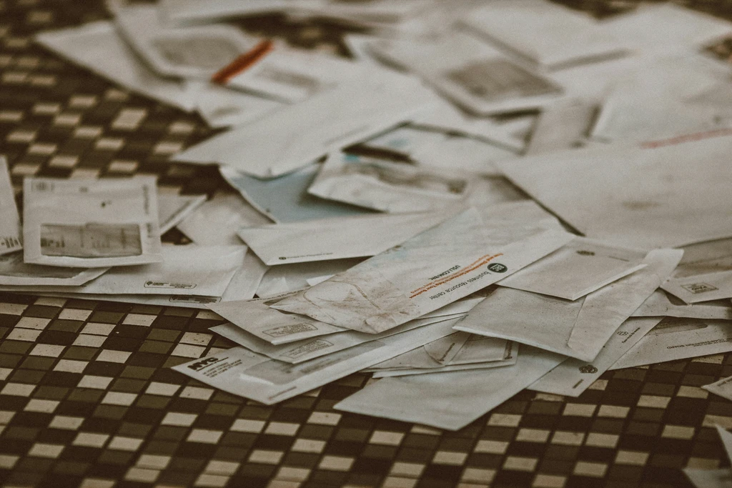 Messy handwritten and mailed program tracking documents